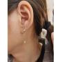 Double Lightning Bolt Tassel Drop Dangle Mini Crystal Stud Earrings for Women Girls 925 Sterling Silver Tiny Piercing Ear Studs Cartilage Tragus Chain Nickel Free Fashion Punk Jewelry