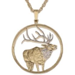 The Difference World Coin Jewelry Elk Pendant & Necklace, Medallion Hand Cut