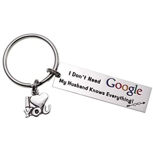 Melix Home Funny Keychain for Boyfriend Girlfriend I Don’t Need Google My Boyfriend Girlfriend Husband Wife Knows Everything Keychains