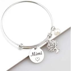 BEKECH Mimi Bracelet Grandma Mimi Charm Expandable Wire Bangle Mimi Jewelry Grandmother Gift for Family Mimi Nana Nonna