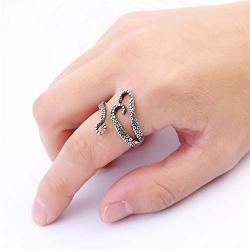 FUTIMELY 9Pieces Vintage Punk Rings Set for Women Men Silver Black Gothic Dragon Snake Claw Octopus Rings Open Stackable Ring Set Jewelry