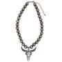 Elosee Turquoise Stone Long Horn Steer Skull Pendant Native Pearls Necklace 18 Inch
