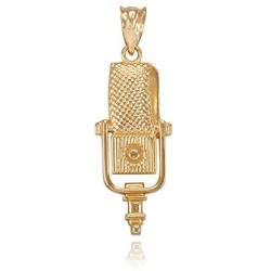 Recording Microphone Music Studio Pendant 10k Yellow Gold