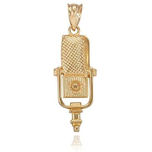 Recording Microphone Music Studio Pendant 10k Yellow Gold