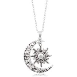 Sun Crescent Moon Necklace Choker Vintage Gothic Sunflower Sunshine Pendant Neckalce for Women Girls Statement Jewelry Gifts