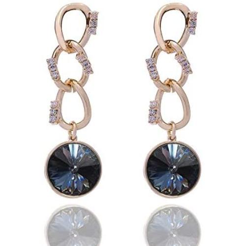 Royal blue Round Europe Crystal Earring, used gold coating the appearance. to elegant and fashion you. Christmas party, feast, dating, daily.