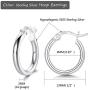 Ccino Silver Hoop Earrings for Women, 925 Sterling Silver Hoops Earrings for Girls, Hypoallergenic Fashion Hoop Earrings, Diameter 13/16/20 mm, 3 Colors in Silver/Gold/Rose Gold, with Jewelry Gift Box