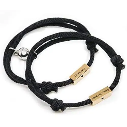 ORFAN Magnetic Couples Bracelet Set Adjustable Attract Bracelet for Couples Engraved Love Bracelet for Valentines Day ORFAN Magnetic Couples Bracelet Set Adjustable Attract Bracelet for Couples Engraved Love Bracelet for Valentines Day