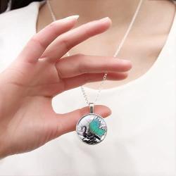 JIAYIQI Fashion Jewelry Men Mythical Green Wings Dragon Crystal Cabochon Pendant Necklace