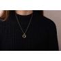 KissYan Zodiac Pendant Necklace, 14K Gold Plated Disc 12 Constellation Horoscope Astrology Sign Blue Sandstone CZ Pendant Necklace Perfect Jewelry for Women Girls
