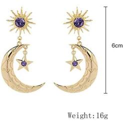 Solighter Fashion Moon Earrings for women Girls Moon and Star Earrings Vintage Jewelry Jewelry Long Drop Dangle Stud