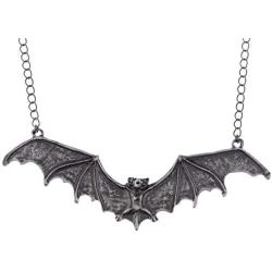 Alilang Frightening Halloween Enamel Paint Flying Bat Metal Chain Pendant Necklace