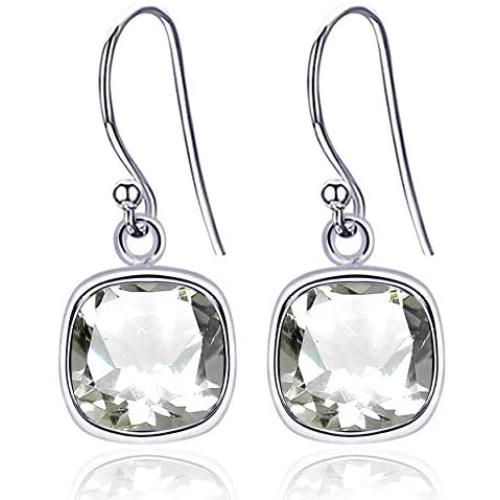 Orchid Jewelry 925 Sterling Silver Dangle Earrings For Women Nickel Free Green Amethyst Cushion 3.00 Ct Dangling Earring February Birthstone A Perfect And Unique Christmas Gift For Her