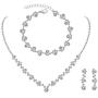 UDORA Crystal Rhinestone Necklace Earrings Bracelet Jewelry Set Wedding Prom