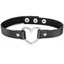 MOWOM Black Red Pink Purple Alloy Genuine Leather Necklace Choker Collar Heart Adjustable Rock
