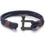 COOLSTEELANDBEYOND Men Women Steel Screw Anchor Shackle Nautical Sailor Navy Blue Brown Rope Wristband Wrap Bracelet