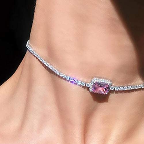 Sethain Fashion Rhinestone Choker Necklace Silver Crystal Chain Gem Necklaces Party Jewelry Accessories for Women and Girls