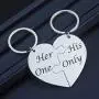 SIDIMELO Couple Keychain Couples Jewelry for Him &Her Valentine Gifts Her one His Only Couple Keychain Inspirational Gifts Jewelry Split Broken Heart Pendant Keychain