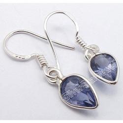 SilverStarJewel Iolite Earrings 1.1'' Ladies Jewelery 925 Pure Silver