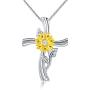 Sunflower Cross Pendant Necklace for Women Girls -You are My Sunshine Necklace with Jewelry Box for Her Birthday Mothers Day Christmas Gifts