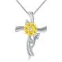 Sunflower Cross Pendant Necklace for Women Girls -You are My Sunshine Necklace with Jewelry Box for Her Birthday Mothers Day Christmas Gifts
