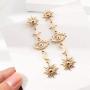 Gold Tone Evil Eyes sun moon Earrings Fashion Unique Abstract Eyes Drop Dangle Earring for Women Girls Exaggerated Jewelry