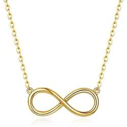 Carleen 14K Solid Real Gold Well Crafted Small Cute Infinity Pendant Necklace Dainty Simple Fine Jewelry Gifts for Women Girls Teens with 16+2 Solid Gold Chain，19x8mm