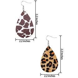 20 Pieces Petal Leather Earrings Leopard Print Earrings Teardrop Dangle Earrings