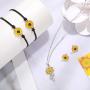 Hicarer Sunflower Pinky Promise Bracelet Necklace Earrings Long Distance Friendship Jewelry for Women Teen Girls