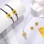 Hicarer Sunflower Pinky Promise Bracelet Necklace Earrings Long Distance Friendship Jewelry for Women Teen Girls