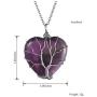 Jovivi Love Heart Amethyst Rose Quartz Healing Crystals Necklace Silver Wire Wrapped Tree of Life Chakra Gemstone Pendant Mothers Day Jovivi Love Heart Amethyst Rose Quartz Healing Crystals Necklace Silver Wire Wrapped Tree of Life Chakra Gemstone Pendant Mothers Day