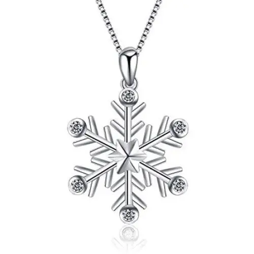 PEIMKO 925 Sterling Silver Snowflake Necklace Romantic CZ Christmas Snowflake Pendant Necklace Jewelry Gifts for Women Girls 18'' Silver Chain PEIMKO 925 Sterling Silver Snowflake Necklace Romantic CZ Christmas Snowflake Pendant Necklace Jewelry Gifts for Women Girls 18'' Silver Chain