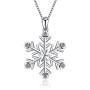 PEIMKO 925 Sterling Silver Snowflake Necklace Romantic CZ Christmas Snowflake Pendant Necklace Jewelry Gifts for Women Girls 18'' Silver Chain
