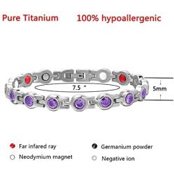 USWEL Magnetic Bracelets for Women Pure Titanium Therapy Bracelet Pain Relief for Arthritis 3500 Gauss Magnets Titanium Bracelets for Carpal Tunnel