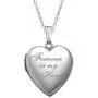 ''Forever in My Heart'' Locket Necklace That Holds Pictures in Sterling Silver - 3/4 Inch X 3/4 Inch - Includes 18 inch Chain ''Forever in My Heart'' Locket Necklace That Holds Pictures in Sterling Silver - 3/4 Inch X 3/4 Inch - Includes 18 inch Chain