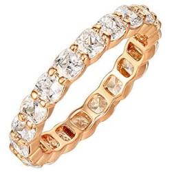 PAVOI 14K Gold Plated Rings Cubic Zirconia Love Ring | 3mm Cushion Cut Stackable Rings for Women | Gold Rings for Women