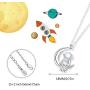 DOHAOOE Moon 925 Sterling Silver Astronaut Necklace Opal Space Milky Way Pendant Jewelry for Women
