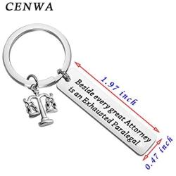 CENWA Scales of Justice Keychain Legal Assistant Gift Beside Every Great Attorney is an Exhausted Paralegal Legal Secretary Gift for Paralegal