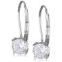 Amazon Essentials Plated Sterling Silver Cubic Zirconia Leverback Earrings (Round & Princess)