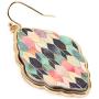 Bohemian Printed Natural Wood Geometric Statement Earrings - Filigree Leaf, Teardrop, Moroccan Dangle