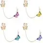 4 PCS Butterfly Stud Earrings Set Butterfly Tassels Drop Ear Cuff Clip Chain Stud Earrings Butterfly Chain Pendientes Earrings for Women Girl Party Hip Hop Gothic Jewelry