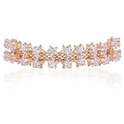 Efulgenz Crystal CZ Gold Plated Floral Chain Link Bracelet Jewelry for Women Girls Brides Bridesmaid