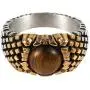 HZMAN Mens Stainless Steel Classic Brown Tiger Eye Stone Volcano Rock Silver Ring HZMAN Mens Stainless Steel Classic Brown Tiger Eye Stone Volcano Rock Silver Ring