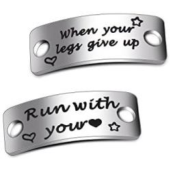 WUSUANED Shoe Lace Tags When Your Legs Give Up Run with Your Heart Trainer Tags Inspirational Gift for Runners