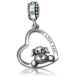 JMQJewelry Heart Dog I Love You Charms Birthstone Dog Paw Dangle Charms for Bracelets Mom Mothers Grandmas Day