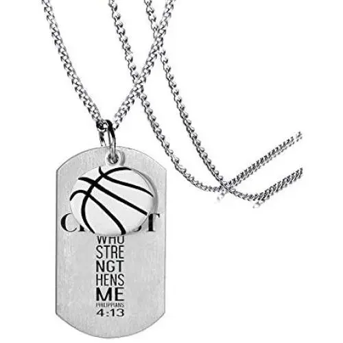 Basketball Christian Necklace Faith I Can Do All Things Through Christ Who Strengthens Me Phil. 4:13 Pendent Scripture Jewelry Stainless Steel Pendant Hip Hop Inspirational Quote Sports Gifts Teens Basketball Christian Necklace Faith I Can Do All Things Through Christ Who Strengthens Me Phil. 4:13 Pendent Scripture Jewelry Stainless Steel Pendant Hip Hop Inspirational Quote Sports Gifts Teens
