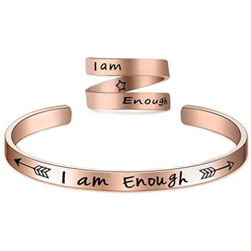 Inspiration Gifts for Women Girls I am Enough Jewelry Set Gifts for Best Friend Friendship Gifts