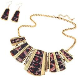 FENICAL Women Alloy Vintage Leopard Necklace and Earring Set Jewellry Set Leopard