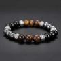 Three Kinds of Beads Black Frosted Stone Tiger Eye Stone Iron Gallstone Spaced Apart Bracelet