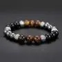 Three Kinds of Beads Black Frosted Stone Tiger Eye Stone Iron Gallstone Spaced Apart Bracelet